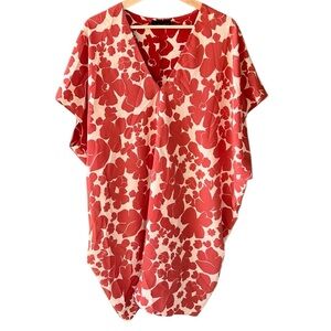 Hatch One Size Maternity Slouch V Neck Coral Cream Floral Dress
